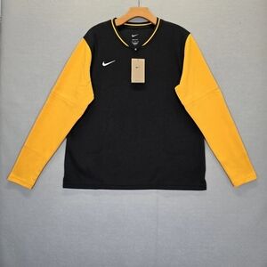 Nike Women's Dri-FIT 1/4 Zip Pullover Top Black  Yellow Size XL